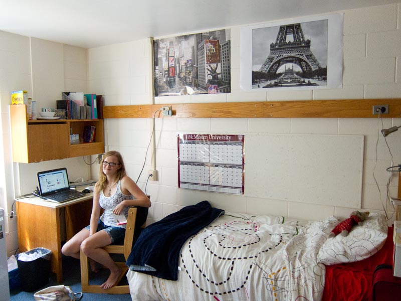 Kristin in her McMaster dorm room